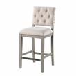 Home Square Fabric and Solid Wood Counter Stool in Cream - Set of 2