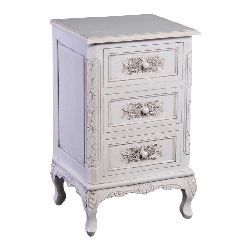 Home Square 3 Drawer End Table in Antique White Finish - Set of 2