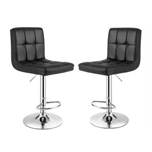 Home Square 46&quot PU Leather and Steel Armless Bar Stool in Black - Set of 2