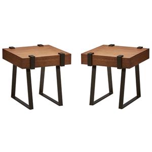 Home Square Contemporary Wood End Table in Canyon Oak - Set of 2