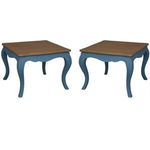 Home Square Square End Table in Antique Blue Finish - Set of 2