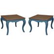 Home Square Square End Table in Antique Blue Finish - Set of 2