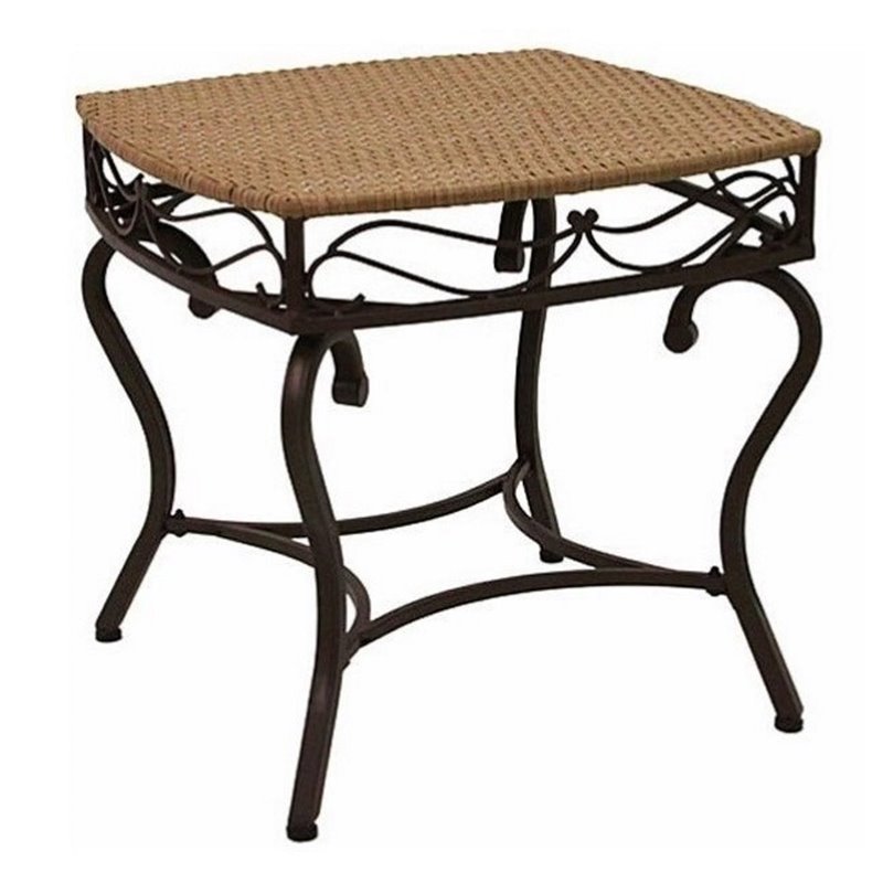 Home Square Patio Side Table in Honey Pecan Finish - Set of 2