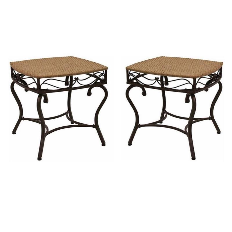 Home Square Patio Side Table in Honey Pecan Finish - Set of 2