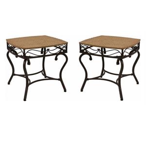 Home Square Patio Side Table in Honey Pecan Finish - Set of 2