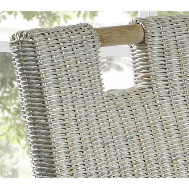 Home Square Rattan and Fabric Barstool in White Wash - Set of 2