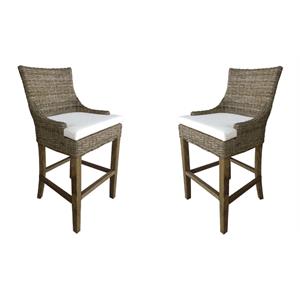 home square rattan and wood barstool in kubu gray