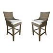 Home Square Rattan and Wood Barstool in Kubu Gray - Set of 2