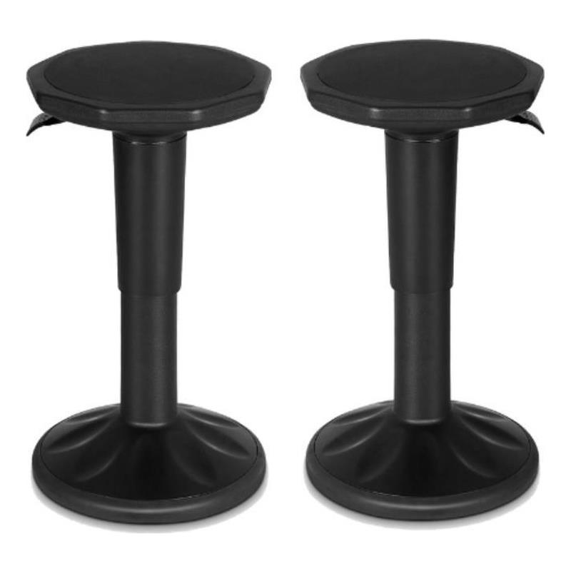 Home Square Contemporary Plastic Seating Stool in Black Finish - Set of 2