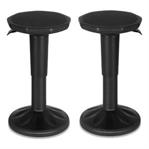 Home Square Contemporary Plastic Seating Stool in Black Finish - Set of 2