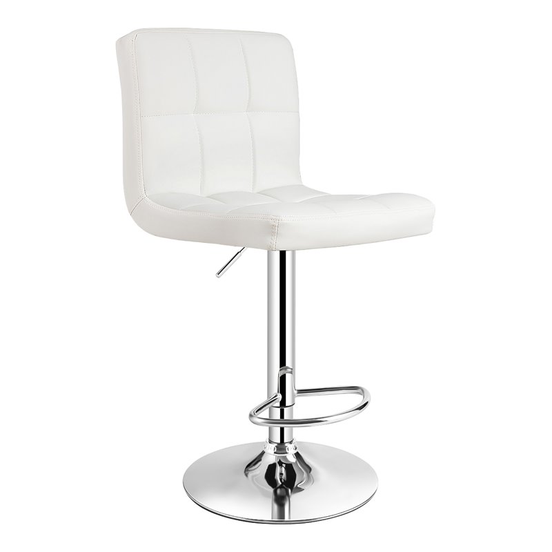 Home Square Contemporary Metal Swivel Armless Bar Stool in White - Set of 2