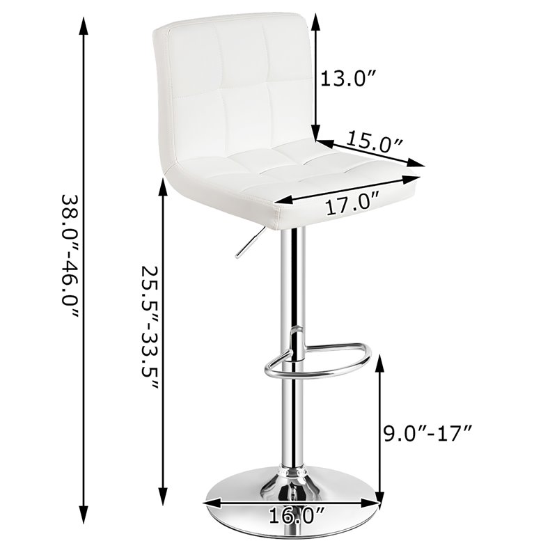 Home Square Contemporary Metal Swivel Armless Bar Stool in White - Set of 2