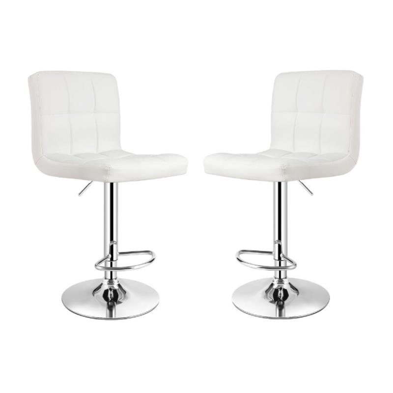 Home Square Contemporary Metal Swivel Armless Bar Stool in White - Set of 2