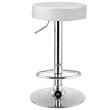 Home Square Round Leather & Steel Bar Stool with Footrest in White - Set of 2