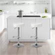 Home Square Round Leather & Steel Bar Stool with Footrest in White - Set of 2
