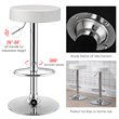 Home Square Round Leather & Steel Bar Stool with Footrest in White - Set of 2