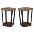 Home Square Wood End Table with Storage Shelf in Brown & Black - Set of 2