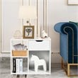 Home Square Contemporary Particle Board Side Table in White - Set of 2