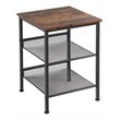 Home Square 3-Tier End Side Table with 2 Adjustable Shelves in Brown - Set of 2
