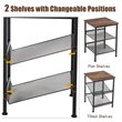 Home Square 3-Tier End Side Table with 2 Adjustable Shelves in Brown - Set of 2