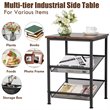 Home Square 3-Tier End Side Table with 2 Adjustable Shelves in Brown - Set of 2