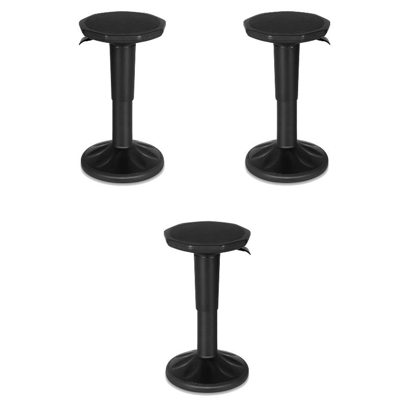 Home Square Contemporary Plastic Seating Stool in Black Finish - Set of 3