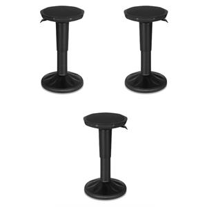 Home Square Contemporary Plastic Seating Stool in Black Finish - Set of 3