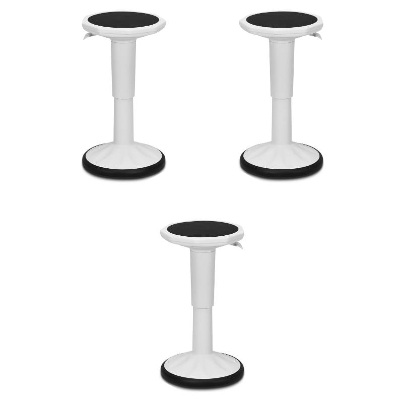 Home Square Contemporary Plastic Bar Stool in White Finish - Set of 3