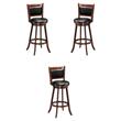 Home Square 29'' Rubber Wood and PVC Bar Height Stool in Espresso - Set of 3