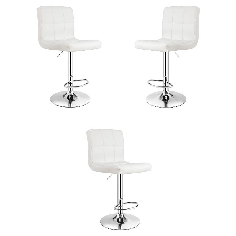 Home Square Contemporary Metal Swivel Armless Bar Stool in White - Set of 3