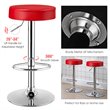 Home Square Round Leather & Steel Bar Stool with Footrest in Red - Set of 3