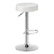 Home Square Round Leather & Steel Bar Stool with Footrest in White - Set of 3