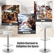 Home Square Round Leather & Steel Bar Stool with Footrest in White - Set of 3