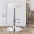 Home Square Round Leather & Steel Bar Stool with Footrest in White - Set of 3