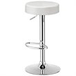 Home Square Round Leather & Steel Bar Stool with Footrest in White - Set of 3