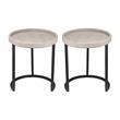 Home Square Faux Shagreen and Metal Side Table in Ivory & Black - Set of 2