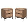 Home Square 2-Drawer MDF Wood and Iron Side Table in Brown & Black - Set of 2