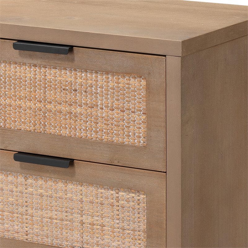 Home Square 3-Drawer MDF Wood and Iron Side Table in Brown & Black - Set of 2