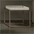 Home Square Faux Shagreen and Metal Side Table in Ivory & Brass - Set of 2
