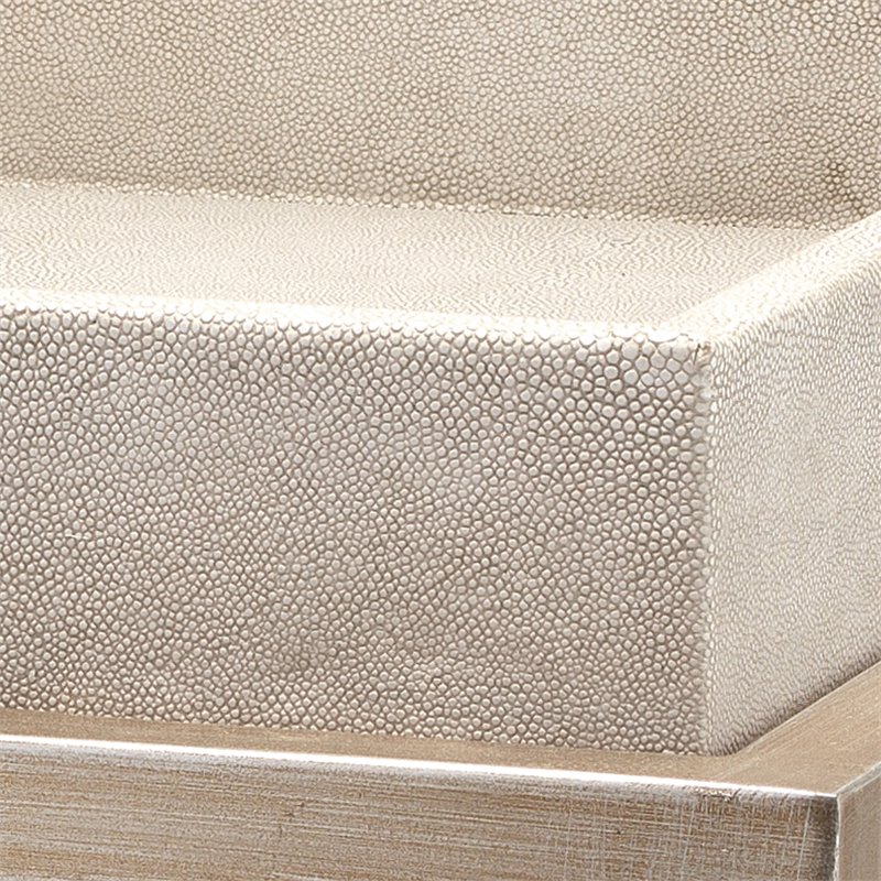 Home Square Faux Shagreen and Metal Side Table in Ivory & Brass - Set of 2