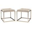 Home Square Faux Shagreen and Metal Side Table in Ivory & Brass - Set of 2