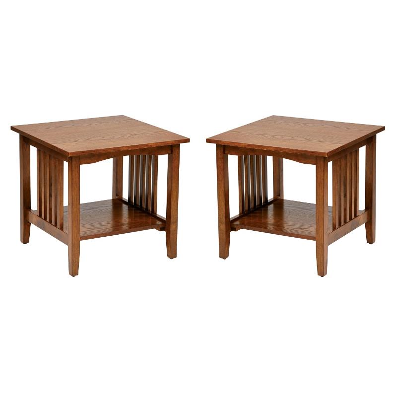 Home Square Engineered Wood End Table in Ash Brown Finish - Set of 2