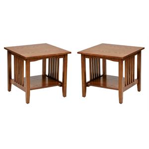 Home Square Engineered Wood End Table in Ash Brown Finish - Set of 2