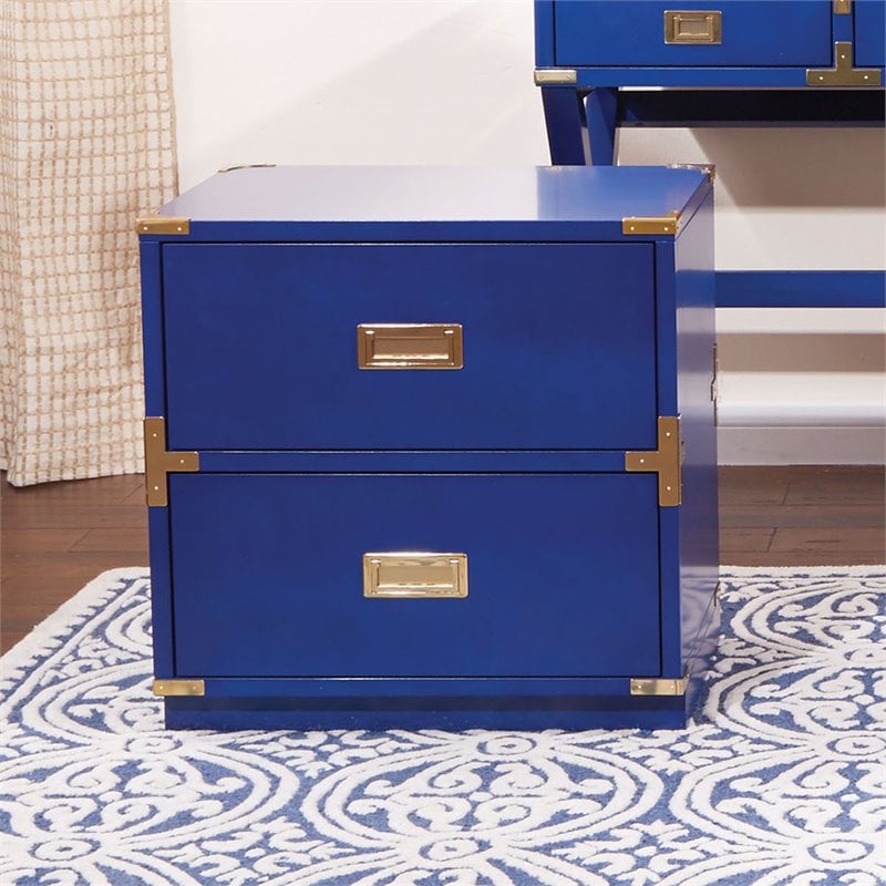 Home Square 2 Drawer Cabinet in Lapis Blue Fully Assembled - Set of 2