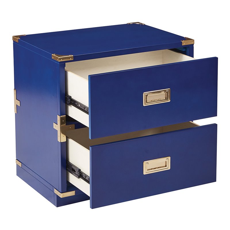 Home Square 2 Drawer Cabinet in Lapis Blue Fully Assembled - Set of 2