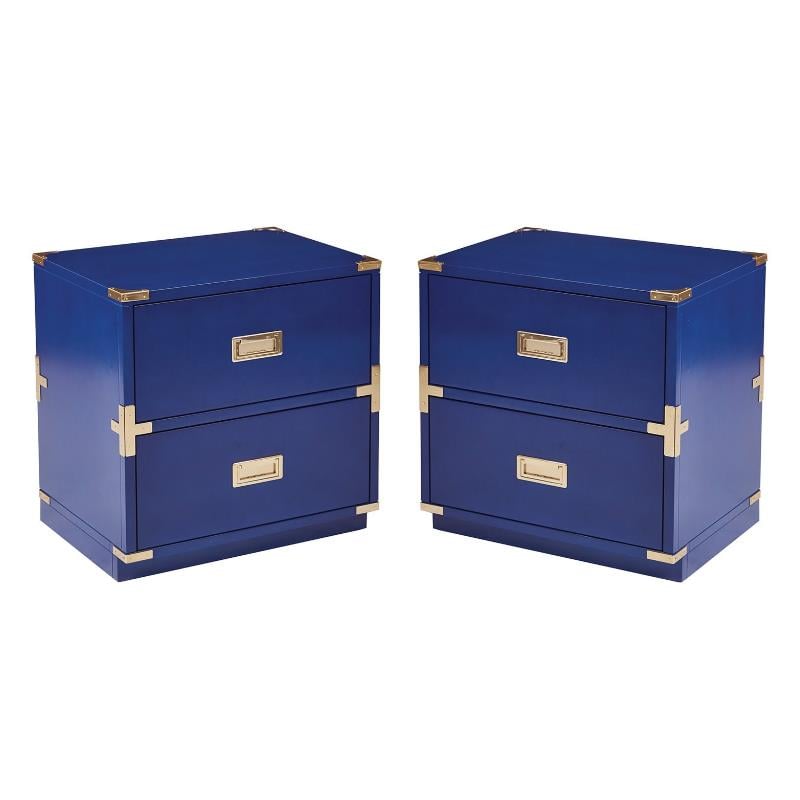Home Square 2 Drawer Cabinet in Lapis Blue Fully Assembled - Set of 2