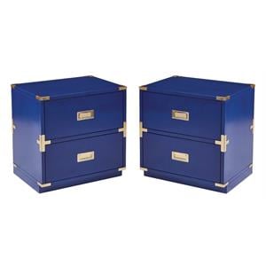 Home Square 2 Drawer Cabinet in Lapis Blue Fully Assembled - Set of 2
