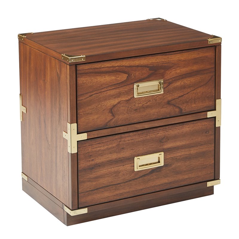 Home Square 2 Drawer Engineered Wood Cabinet in Toasted Brown - Set of 2