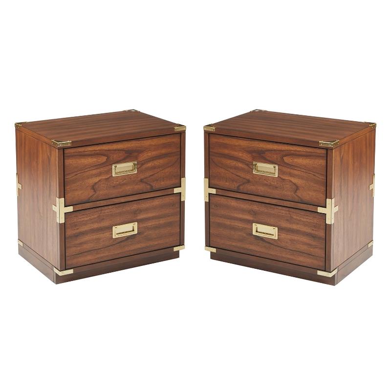 Home Square 2 Drawer Engineered Wood Cabinet in Toasted Brown - Set of 2
