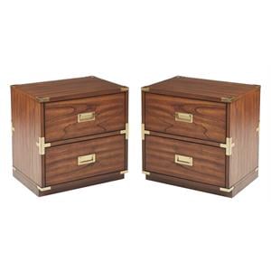 Home Square 2 Drawer Engineered Wood Cabinet in Toasted Brown - Set of 2